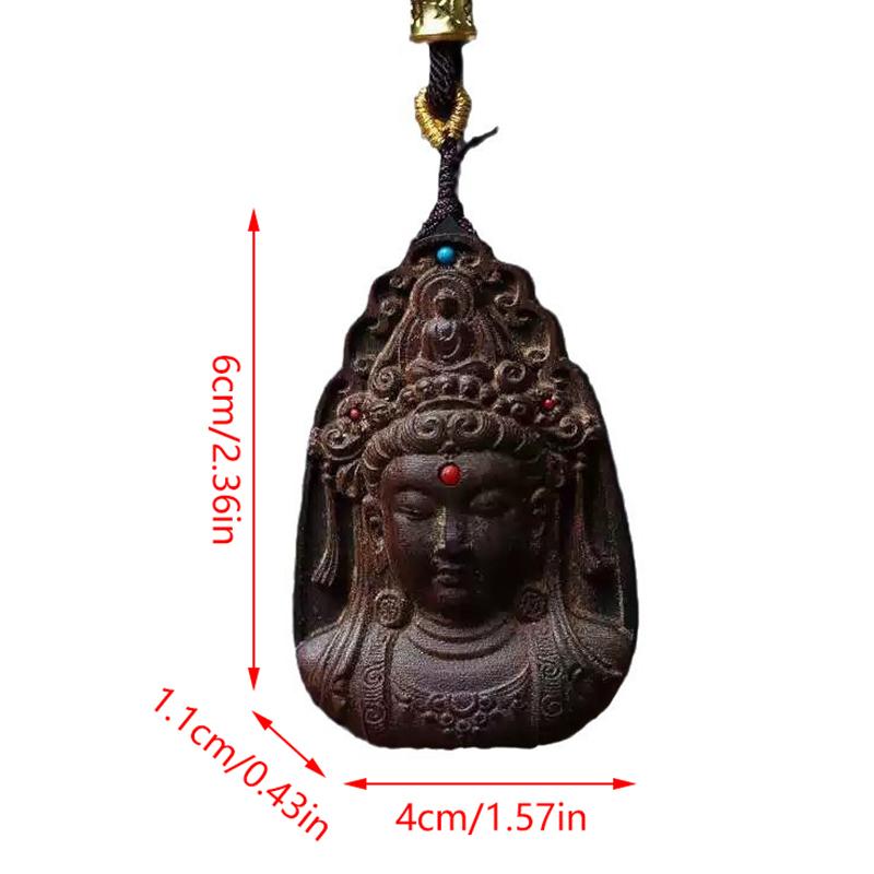 Buddhist Amulet Guanyin Pendant Necklace Agarwood Feng Shui Auspicious Collar Good Luck Meditation Jewelry