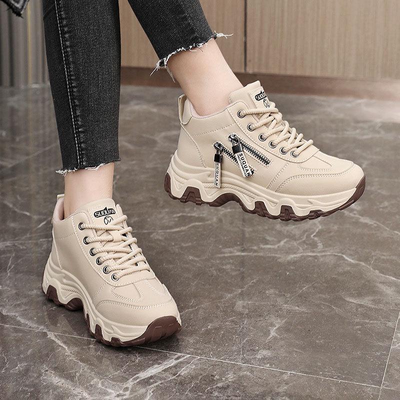 ZY7830 Atmungsaktive weiße Schuhe - 2024 Frühling/Herbst Dünne Sohle, Höhenverstärkend, Langlebig Koreanischer College-Trend