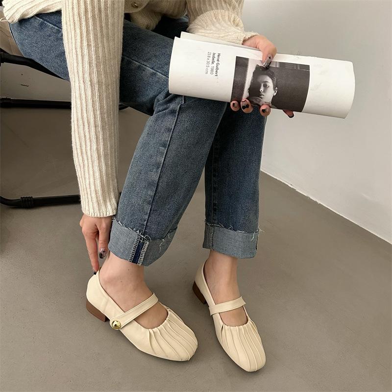 Soft leather Mary Jane shoes female new fairy ballet single shoes bridesmaid gentle shoes