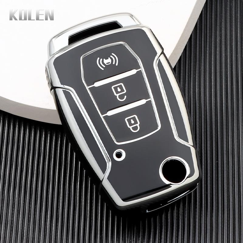 TPU Car Flip Key Case Cover Shell Fob For Ssangyong Kyron 2 Sanka Actyon Korando Tivoli 3 Buttons Key Protective Holder Keychain