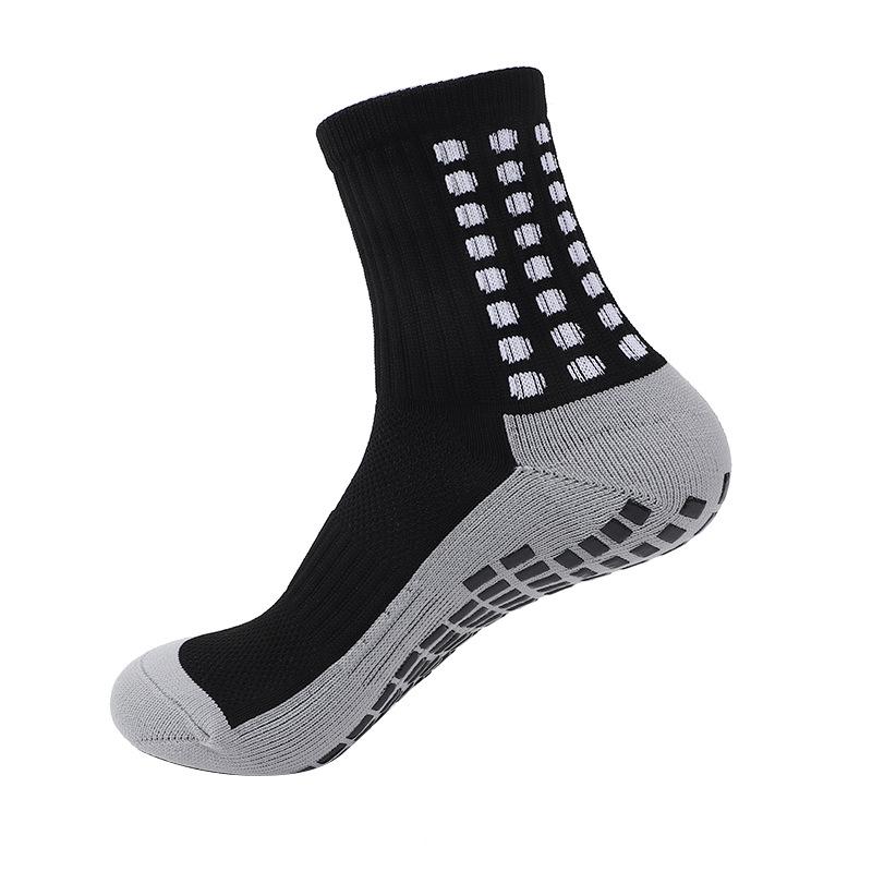Professional Mid-Calf Anti-Slip Sports Socks for Men & Women - Thickened Terry Bottom, Grey Sole, for Football & Basketball.
