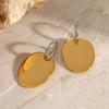 Youthway Charm Fashion Stainless Steel Gold& Color Oval Pendant Earrings For Women Waterproof Anti Allergic Jewelry
