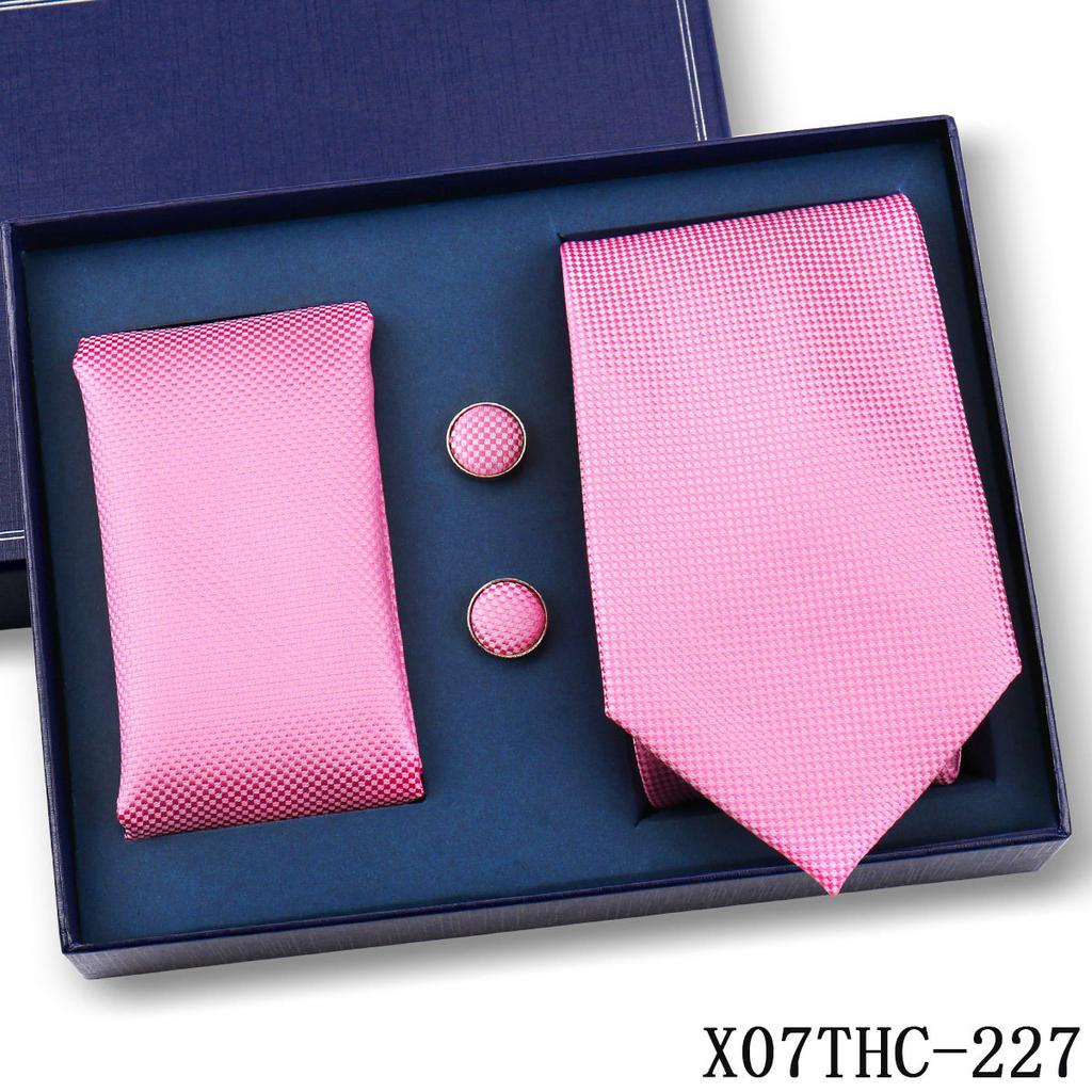 Tie Square Cufflinks 3-Piece Suit Retro Striped Hand Tie High-End Gift Box Set