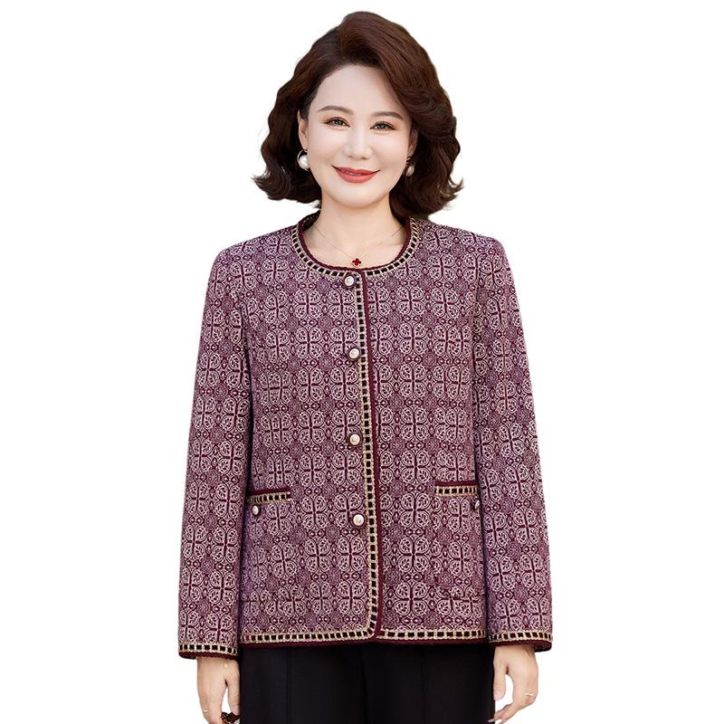 Mom's Chic Short Jacket: Trendy Spring/Autumn Style for Middle-Aged & Elderly Women - Stylish & Versatile Upper Wear for Fashionable Grandmas