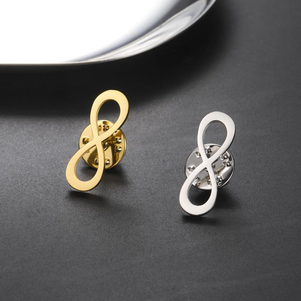 Dawapara Classic Infinity Symbol Brooch Endless Love and Friendship Lapel Pin Stainless Steel Accessories