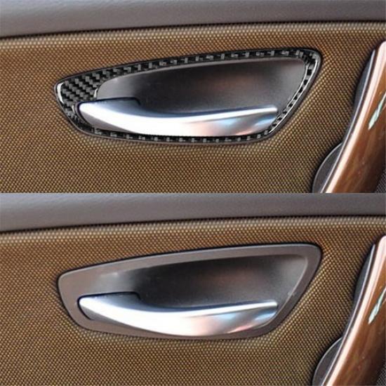 Carbon Fiber Interior Door Handle Cover Trim For BMW 1 Series E82 E88 2008-2013