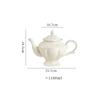 Ceramic Relief Teapot Afternoon Tea Cup Dish Set Household Dessert Plate Snack Plate High Leg Cake Plate Tea Set Household Goods