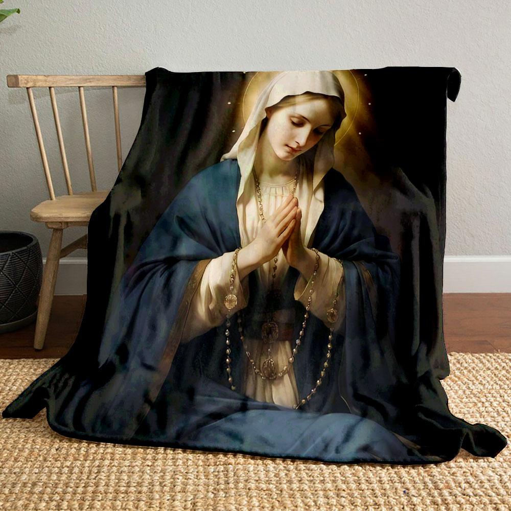 

Virgin Mary Prayer Halo Blanket Printed Blanket for Living Room Bed Couch lunch break Soft Cozy Blanket for Friend s festival Gift 80cm x 120cm