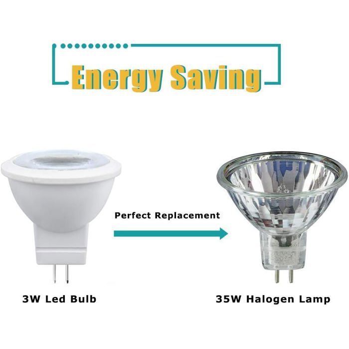Ampoule LED MR11 - AIMOONSA - MR11 GU4 - 3W (équiv. 35W) - 6000K Blanc froid - Lot 4