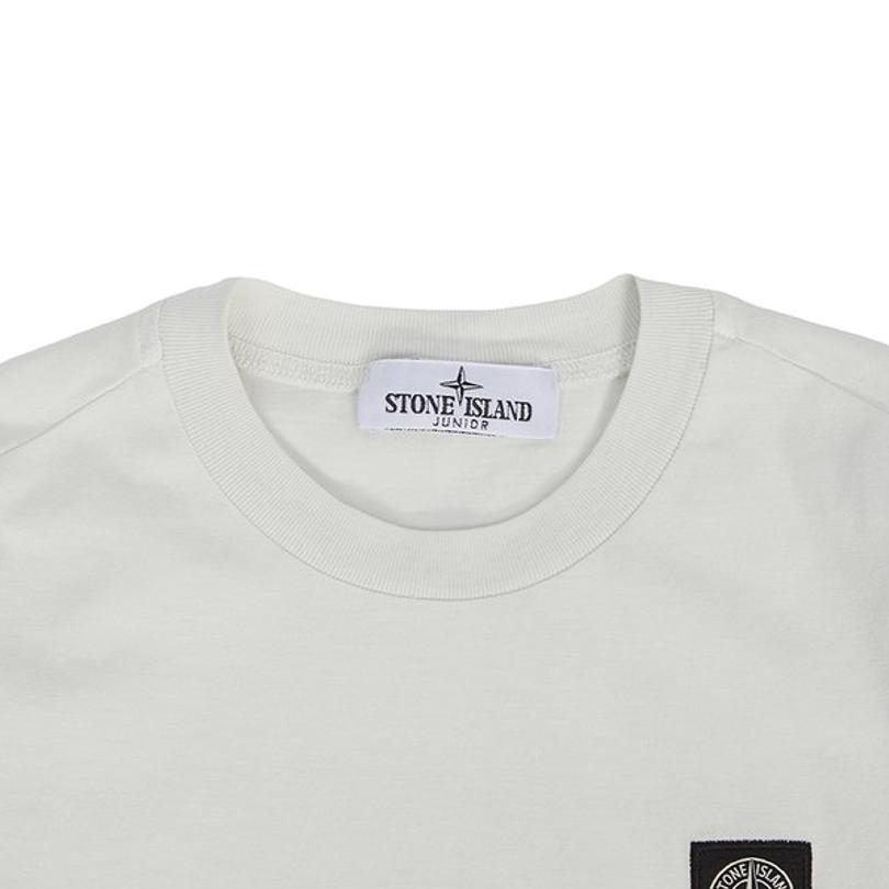 STONE ISLAND Logo Fitted Printed Crew Neck T-Shirt Kids Tops White 781620147-V0061