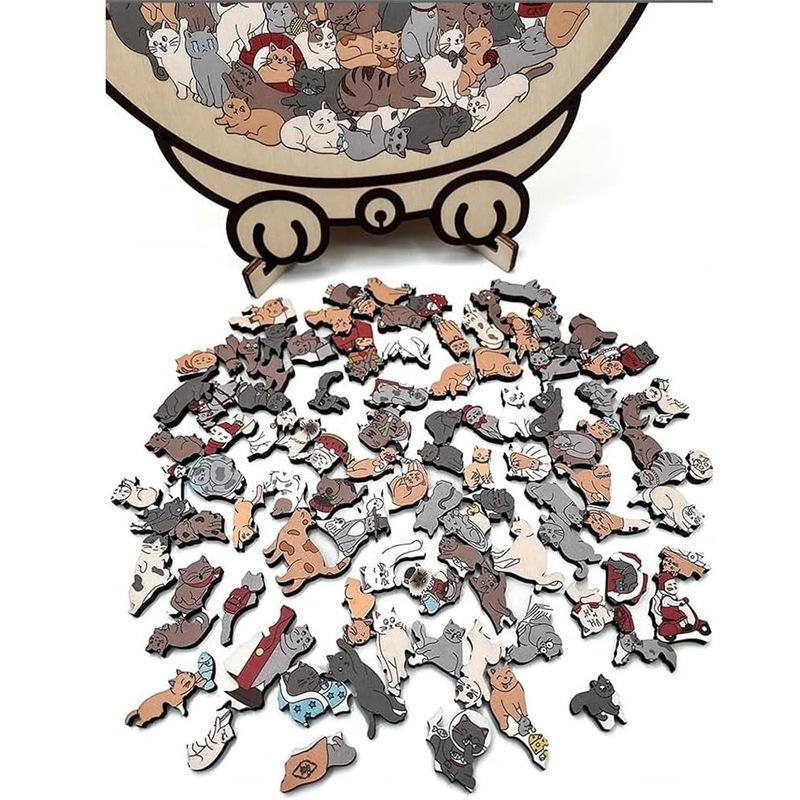 Cats Shaped Wooden Puzzle - A Unique Animal-shaped Wooden Puzzle Gift