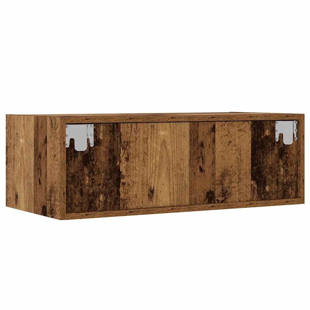 TV Cabinet with LED Lights Rustic Wood Look 75 x 35.5 x 25 cm