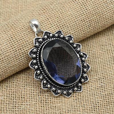 Amethyst-Edelstein, 925er-Sterlingsilber, handgefertigter Schmuck, ovaler Anhänger für Sie