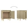 Nightstand with Solid Wood Legs Sonoma Oak 40 x 30 x 50 cm
