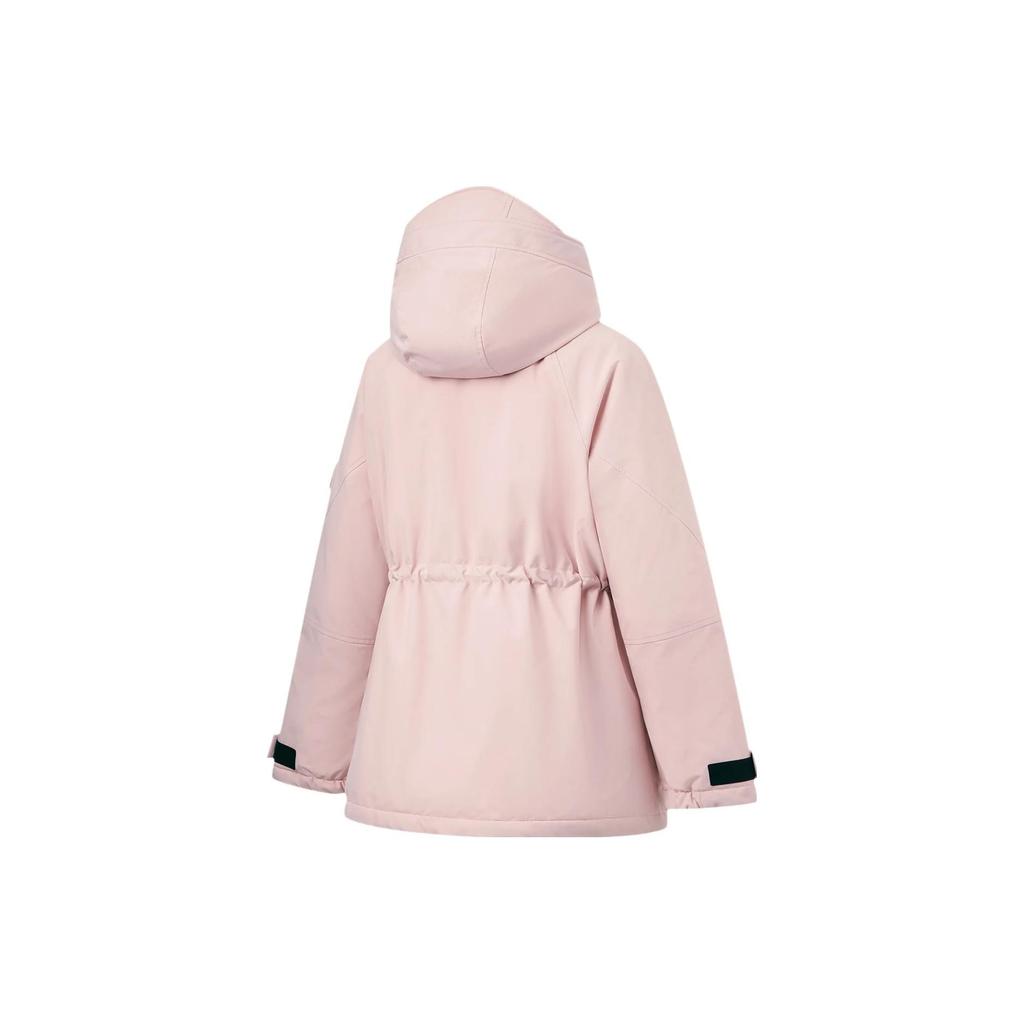 Li Ning Fitness Series Water-Resistant Solid Color Hooded Windbreaker Moisture-Wicking UV-Resistant Loose Mid-Length Down Jacket AYMT322-2