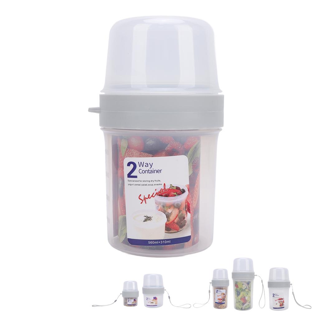 Double Layer Food Storage Cup Microwave Safe Sealed Dispenser Portable Yogurt Container for Salad Fr