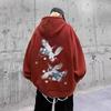 Autumn New Anime Crane Printed Pullover Hoodies For Men Hip Hop Fashion Graphic Hooded Sweatshirts Aesthetic Y2K Hoodie Clothes