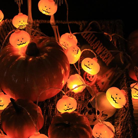 Halloween Light String 3D Pumpkin Design Easy to Use Battery Operated LED Light String Indoor Outdoor Decoration