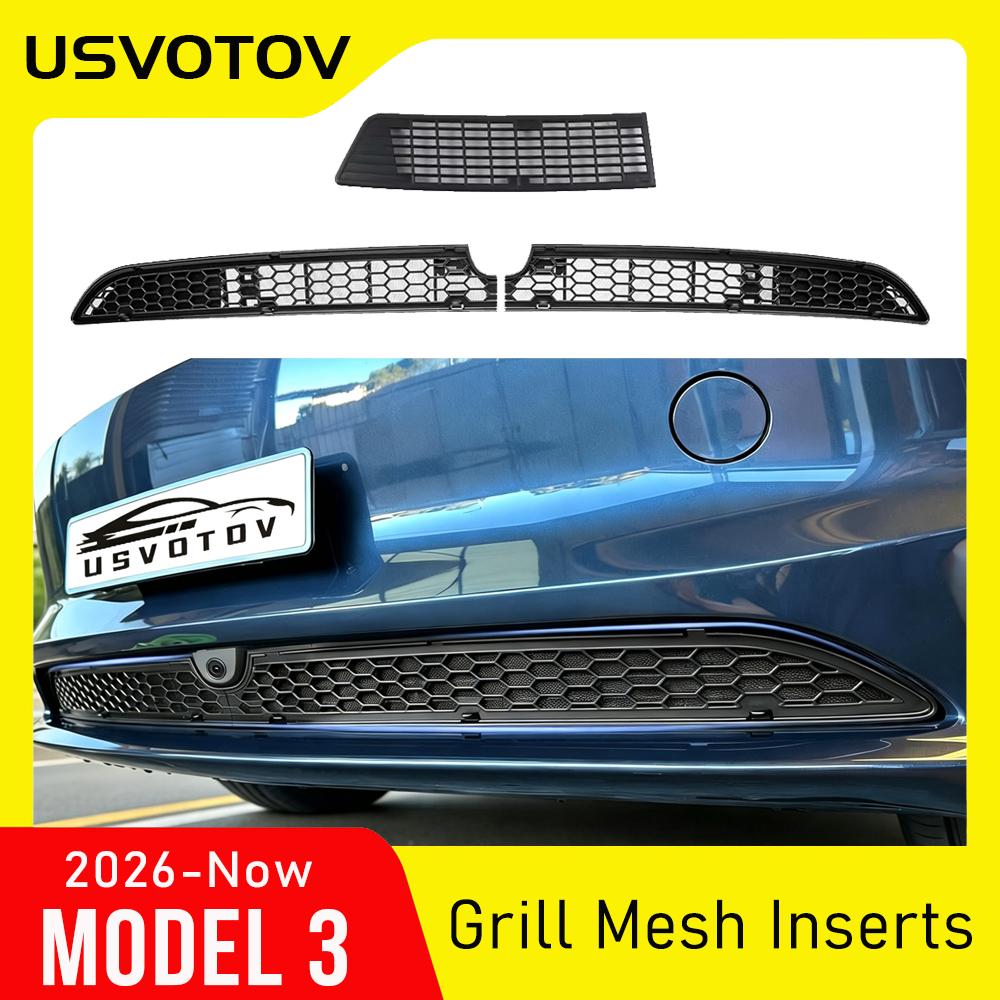 Grille Mesh Inserts for 2026 Tesla Model 3 Highland with Front Camera Version Air Inlet Vent Grille Bumper Cover Car Accessories