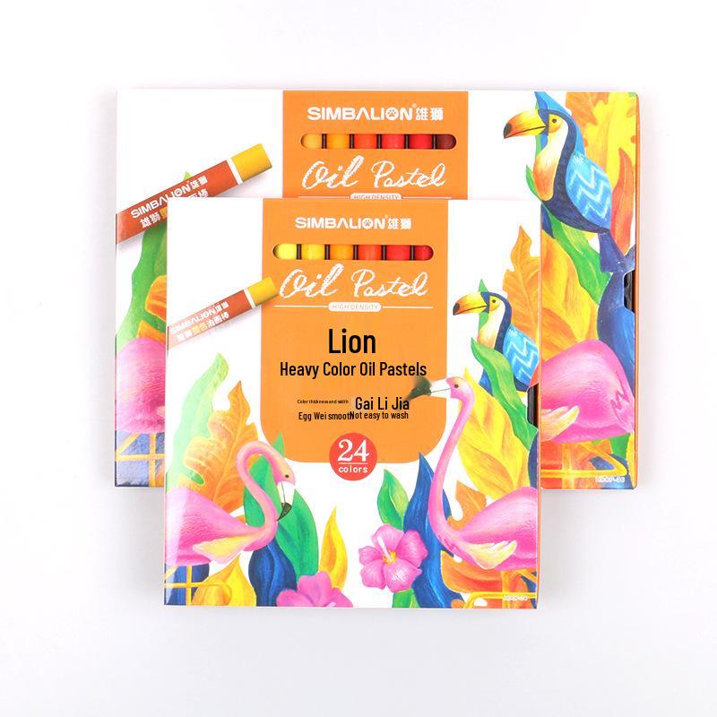 Lion Heavy Color Oil Pastels Crayons - 24 or 36 Colors for Student and Children's Art.