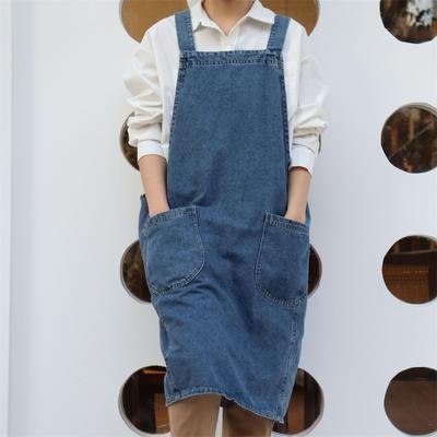 1pc Premium Denim Apron - Heavy-Duty Cotton Canvas, Stain-Resistant, Adjustable Bib Waist - Perfect for Kitchen Cooking, Baking,