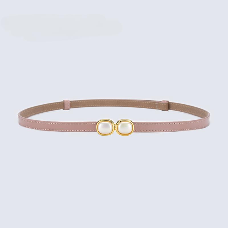 Adjustable Thin Belts with Pearl Accessories for Womens Skinny Belts for Dresses Womens Belts for Jeans