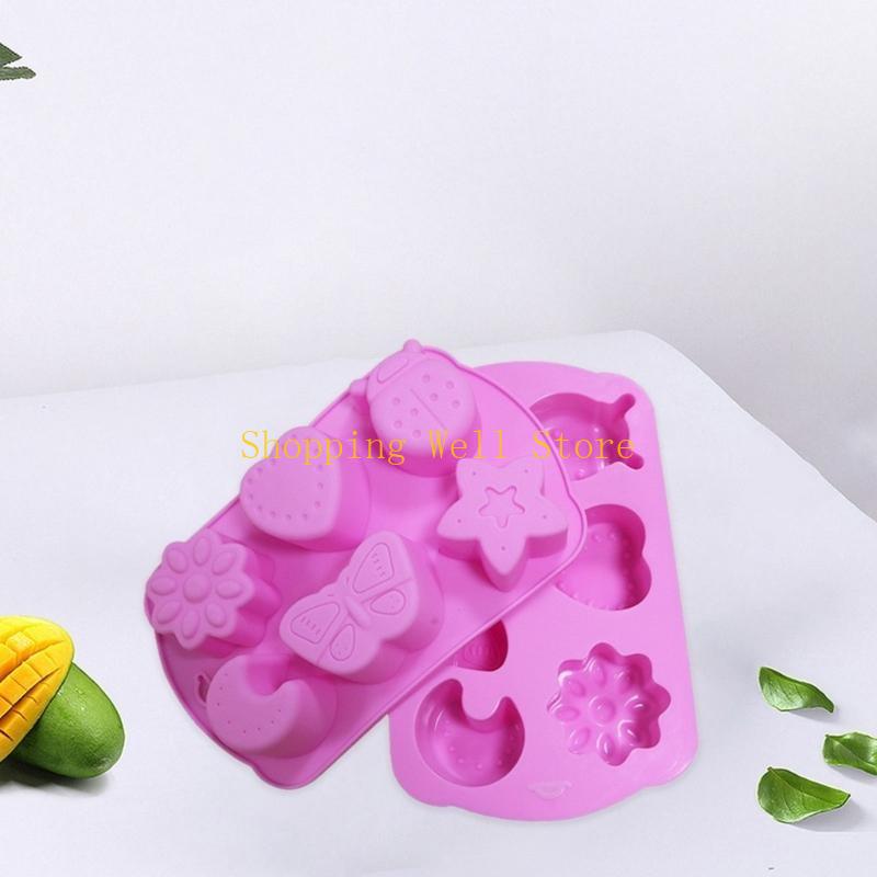 KX4B 6 Cavitys Molds Baking Molds Fondant Molds Silicone Candy Molds Insect