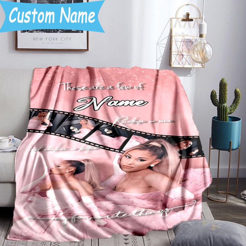 1PC Custom Name Artistic Ariana Throws Blanket Flannel Blankets for Couch Bed Gifts for Men Women Travel Picnic Christmas Fan Gifts