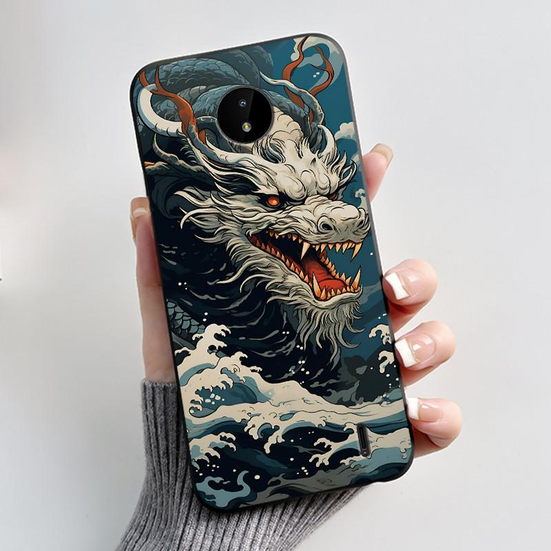 For Nokia C10/Nokia C20 Black Case For Nokia C20 Plus Shockproof Back Beautiful Dreamy Moon Sea Printed Pattern Cover