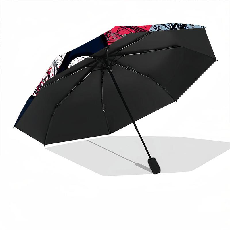1pc Music Love Automatic Folding Umbrella - Compact 8-Rib Design, Durable Plastic & Iron, Lightweight for Outdoor Daily Use262