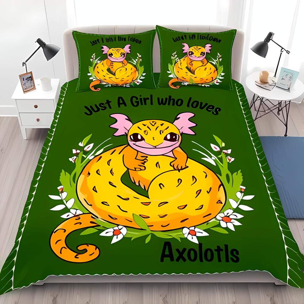 Comforter Kawaii Axolotl Full For Kids Boys Girls Room Decorpink Cute Cartoon Animal Bedding Set Sea Coral Shell Soft Warm