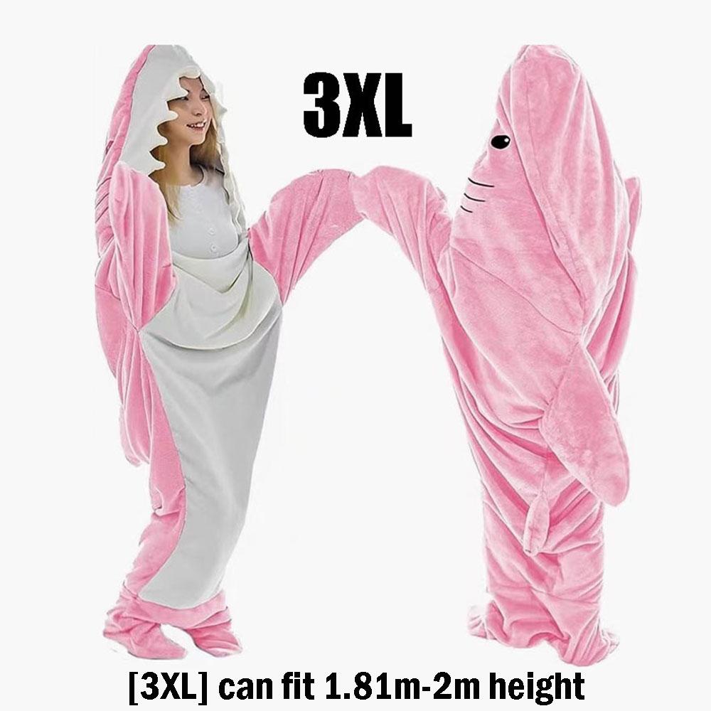 Cartoon Shark Blanket Hoodie Women Kigurumi Playsuit Kids Parents Hooded Warm Flannel Funny Homewear Shark Onesie Sleeping Bag