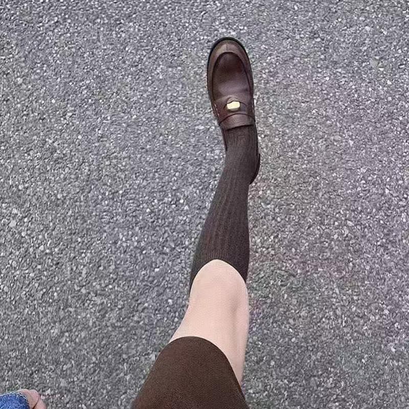 Fashionable Casual Stretch Jk College Style Knitted Calf Socks For Women one size коричневый