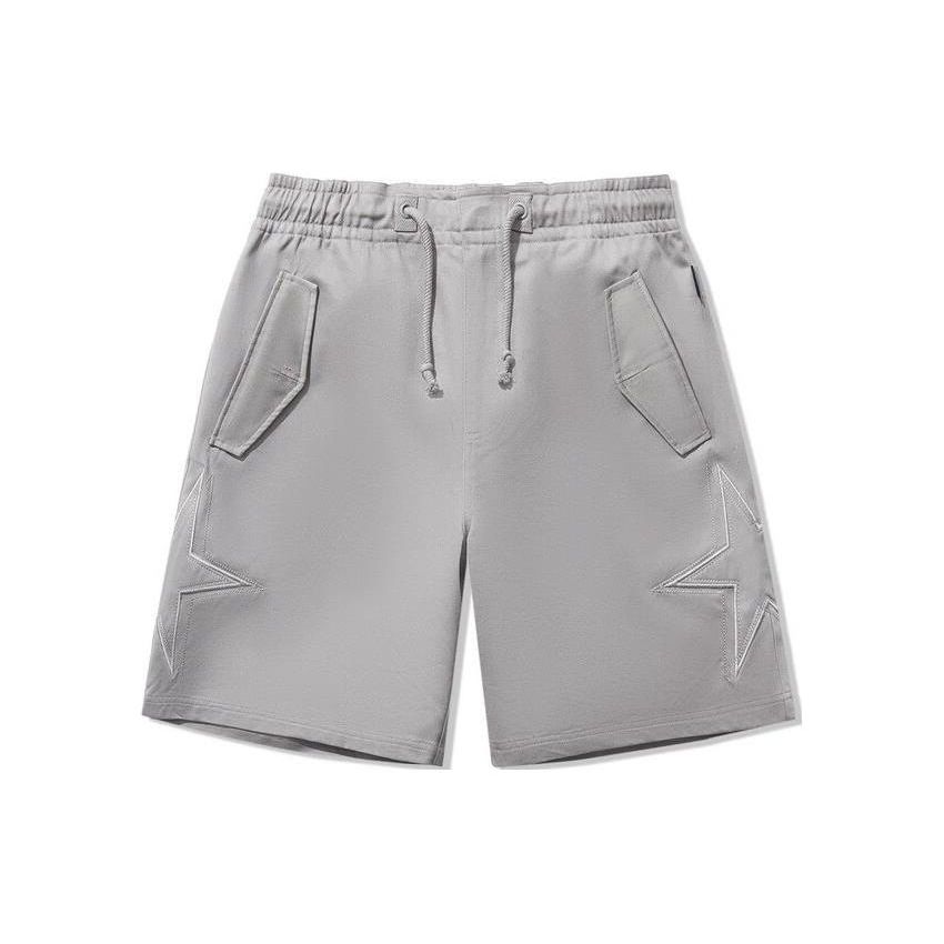

Li Ning X Chong Ran Collaboration Spliced Mid-Rise Drawstring Loose Sports Shorts Men shorts Frost-Gray AKSU175-1 M