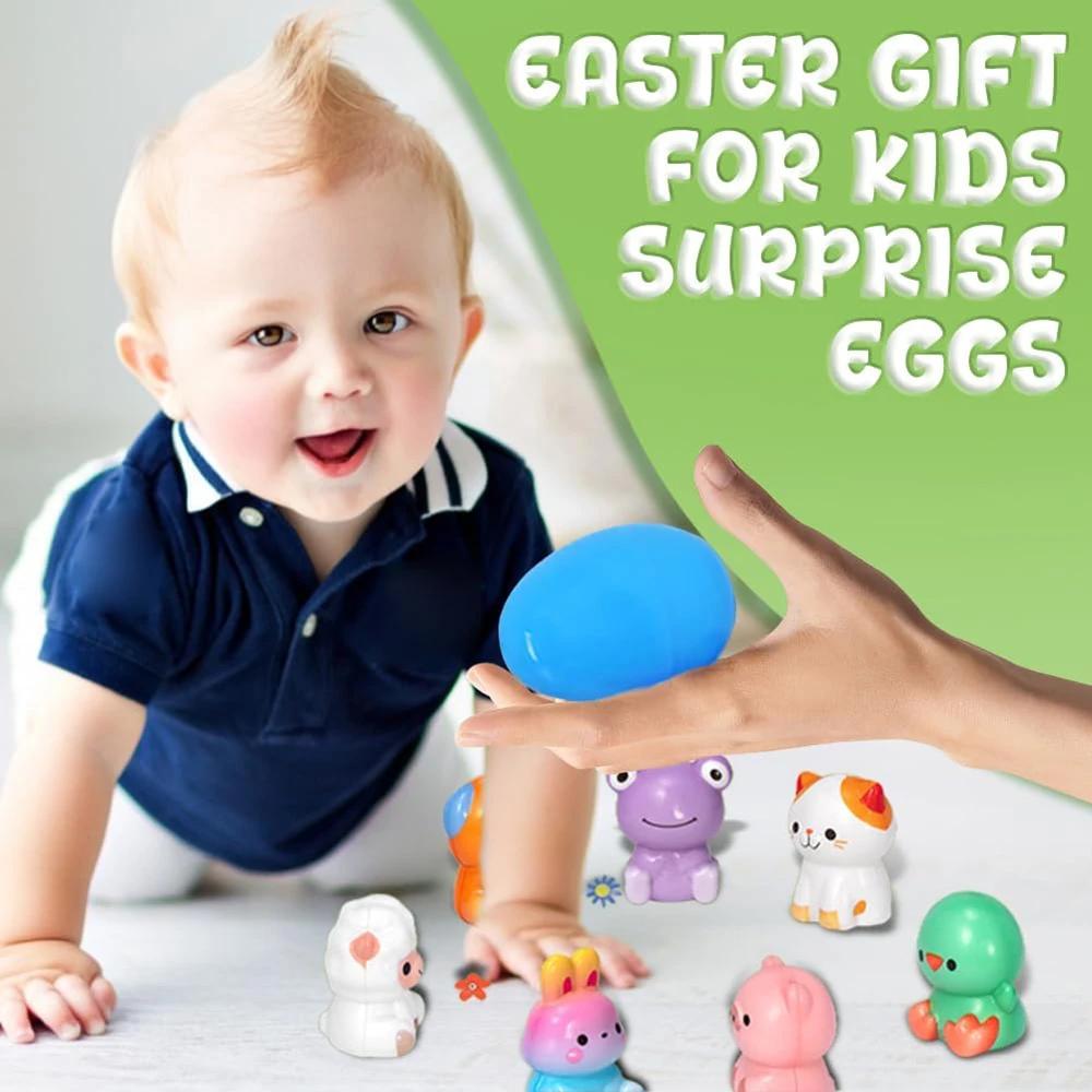 12/24PCS Easter Eggs Prefilled Slow Rising Squishy Toys Easter Squeeze Ball Stretch Animal Toy Squeezing Stretch Toys