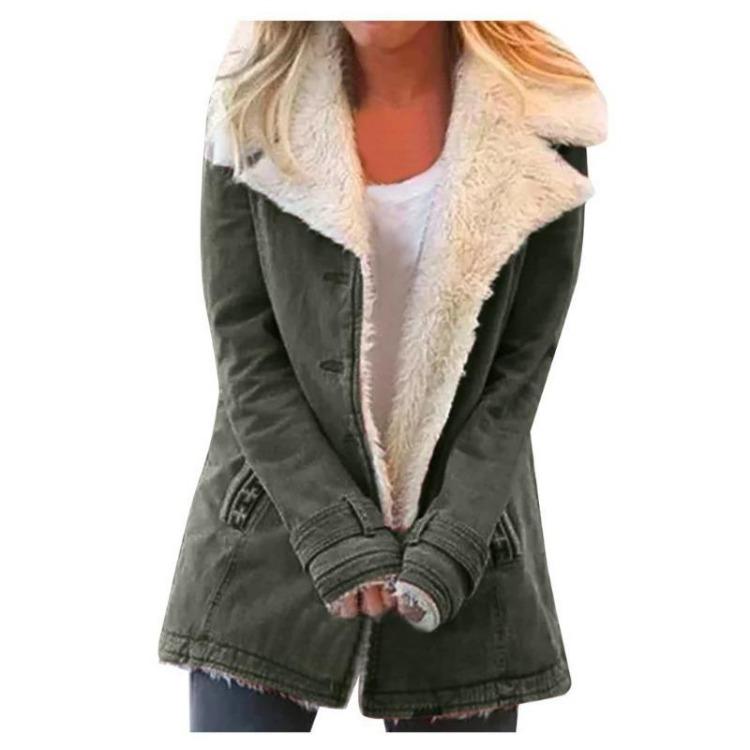 Cappotto Mezza Lunghezza con Cappuccio in Misto Tessuto da Donna Giubbotti di Peluche Colore Unito Popolare Autunno Inverno Abbigliamento da Donna