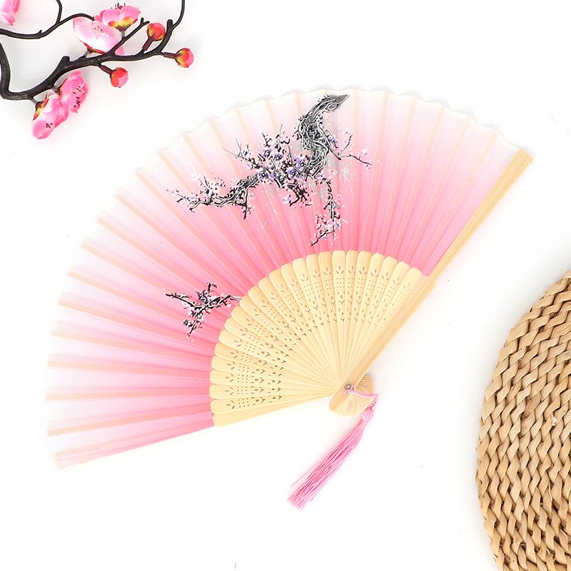 Hanfu skládací vějíř pro ženy inspirovaný japonským a čínským stylem – Scénický tanec bambusový styl