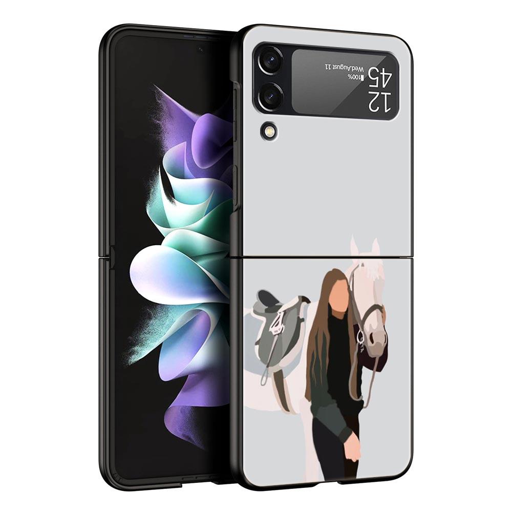 Galloping Horse Girl Drawing Case for Samsung Z Flip 3 4 5 Folding Mobile Shell For Samsung Z Flip3 Flip4 Flip5 PC Hard Cover