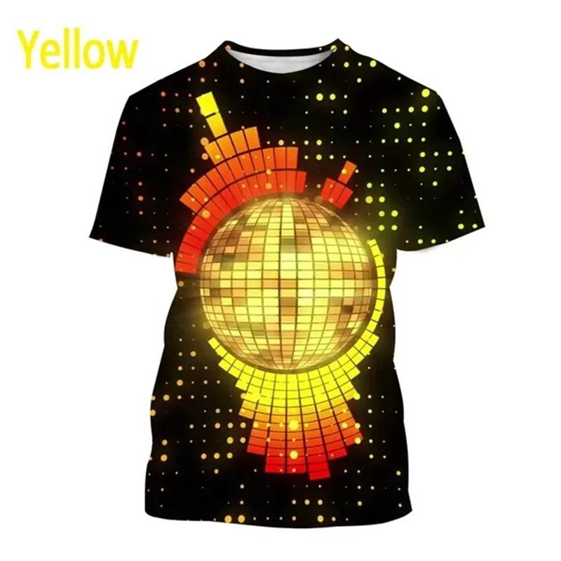 New Party Disco Ball Print Tshirt Short Sleeved O Neck Plus Size T Shirt For Men Women Casual Cool Hip-hop Streetwear Tee Tops