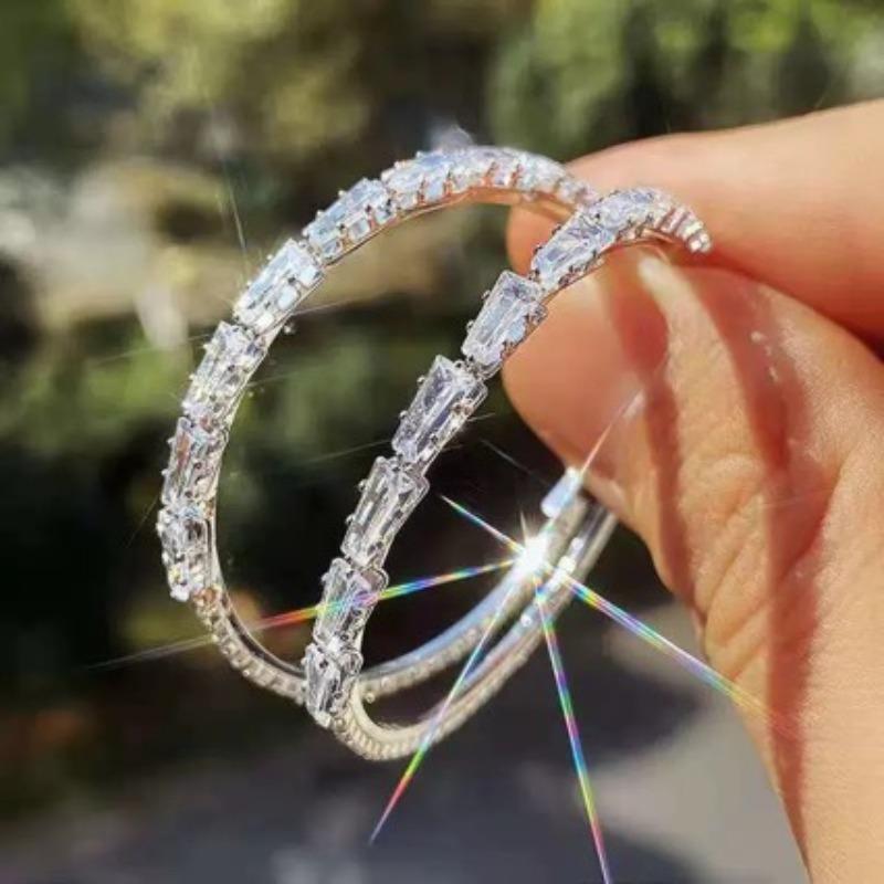 Luxurious Hoop Earrings with Micro-inlaid Cir...