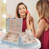 ProCase Jewelry Box, Women's 2-Tier Jewelry Storage Organizer with Divided and Removable Trinket Compartments - Blue
