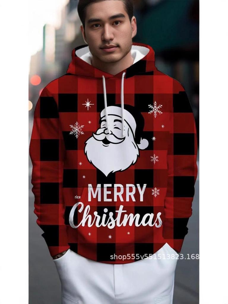 3D Digital Print Christmas Hoodie - Europe & America Style