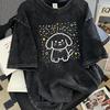 Retro Washed Animal Print T-shirt Oversized Cartoon Round-neck Short-sleeved Top Pure Cotton Short-sleeve