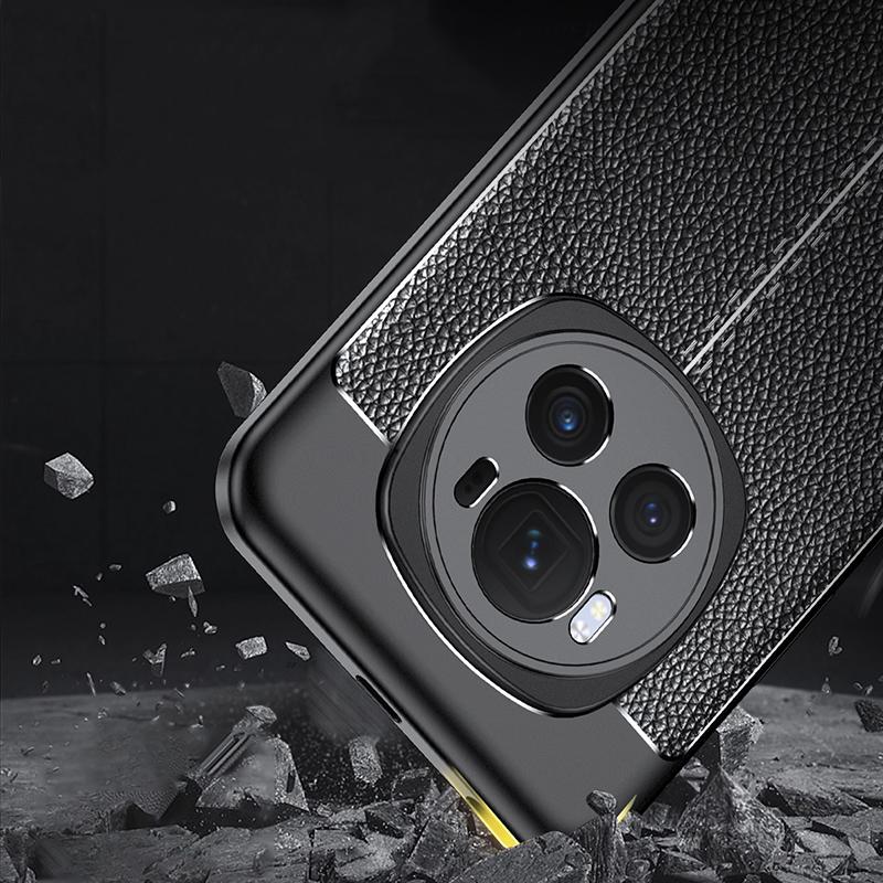 For Honor Magic6 Pro 5G Back Case Litchi Texture Soft PU Phone Protective Cover