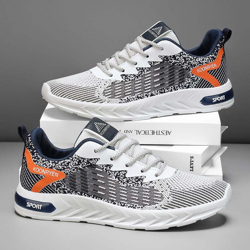 Men's Lace Up Breathable Running Shoes Lightweight Casual Sports Shoes Korean Version Trendy Mesh Summer Lightweight Deodorizing