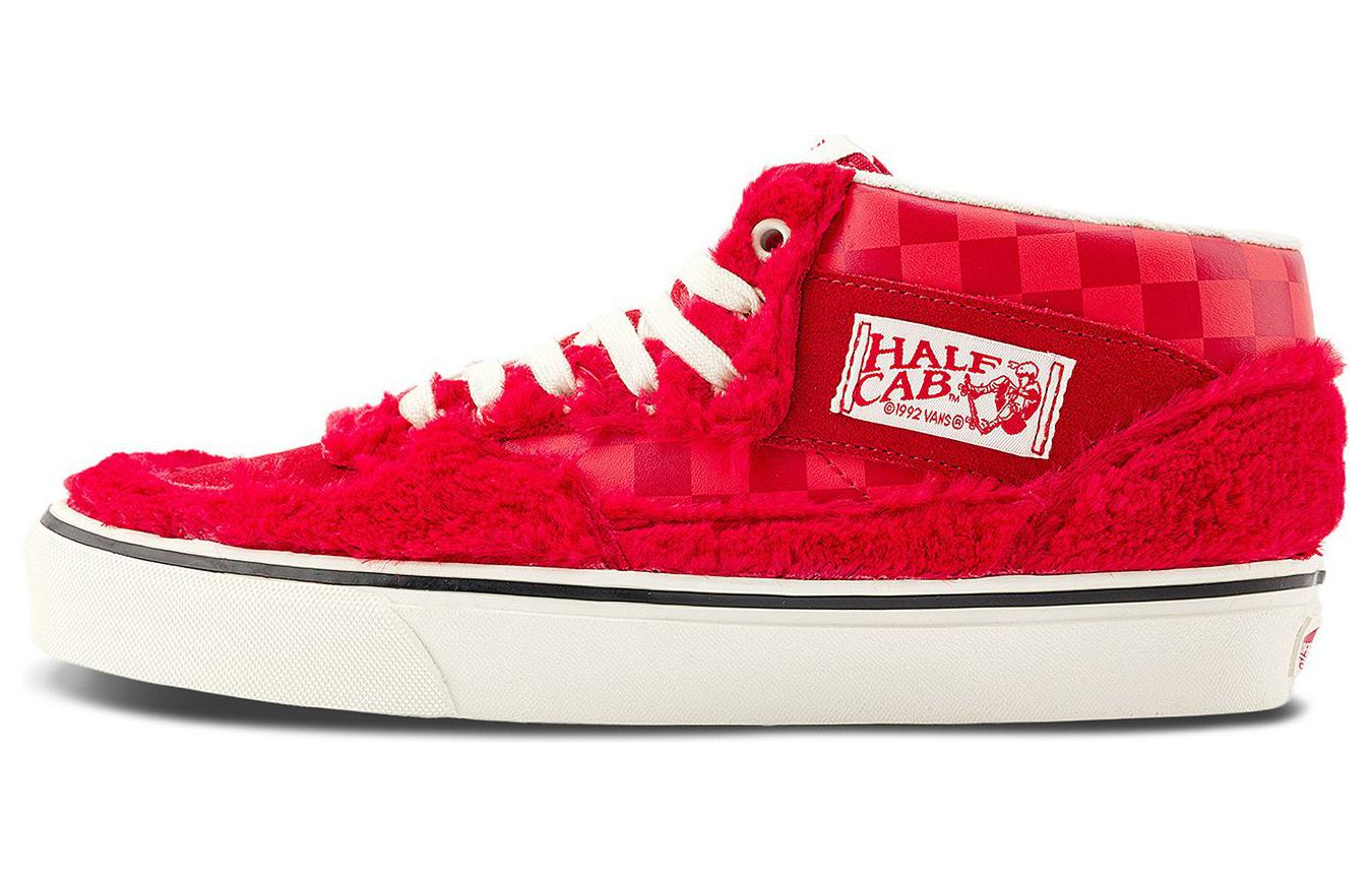 Vans Half Cab Abrasion Resistant Breathable Mid top Skateboard Shoes Unisex Red VN000DZ3CIS 36.5