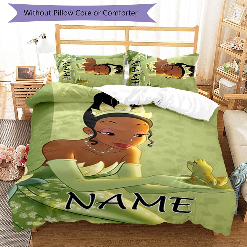 3pcs Princess5 Cover Set - Personalized Name, HD Printed Bedding with 1 Cover and 2 Pillowcases - Perfect for Home Decor, Easy Care
