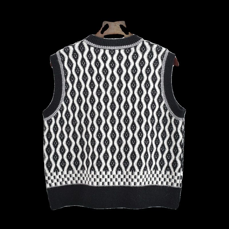 Thick Round Neck Sleeveless Short Color Matching Thermal Knitting Sweaters Women's Clothing Vest Jacket Inner Wear Bandage Dress Preppy Style