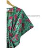Cotton Women Summer Hippie Sleepwear Floral Print Green Long Maxi Caftan Dress CKFTN-SCRN-FULL-BUYIT-085