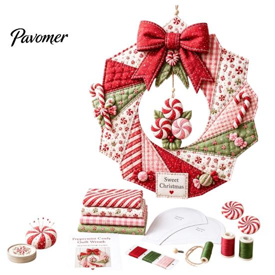 Dekorativer Stoffkranz Bausatz Weihnachten DIY-Set, Patchwork Anfängerfreundlich Handgemachtes Feiertagsbasteln Personalisiertes Türdekor Dekoration Set für